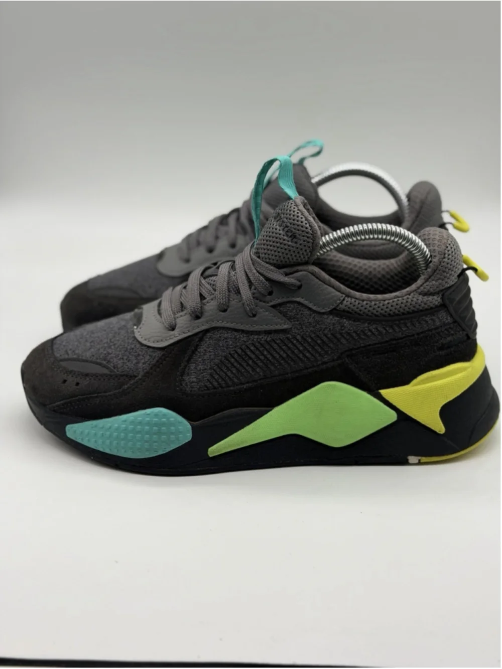 New Puma RS-X Highlighter JR Gray Black Multi Sneakers US 6.5 385934-02